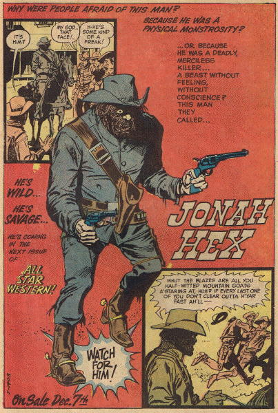 Advert for Jonah Hex appearance in All Star Western