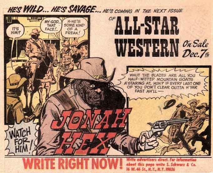 Half page Advert for Jonah Hex appearance in All Star Western